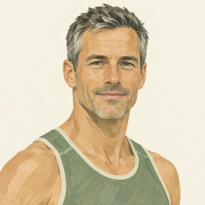 Illustrated portrait: Runner, 46